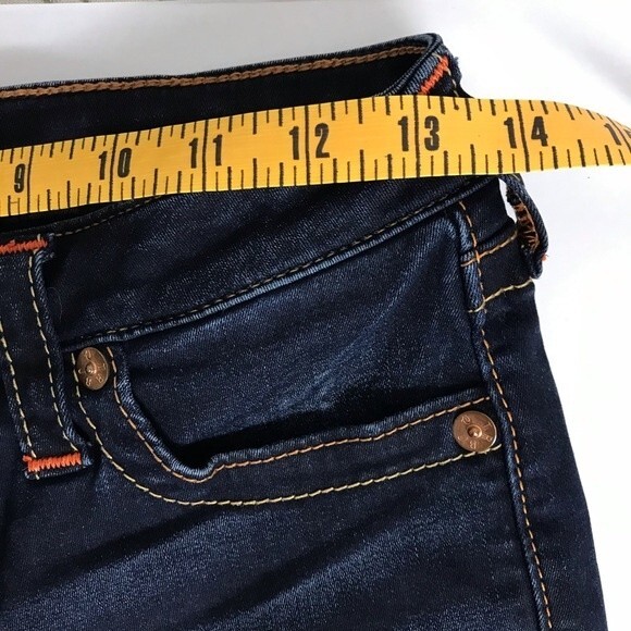 True Religion World Tour Mid Rise Classic Shorts- Orange Stitching- Size 27 - Picture 7 of 8